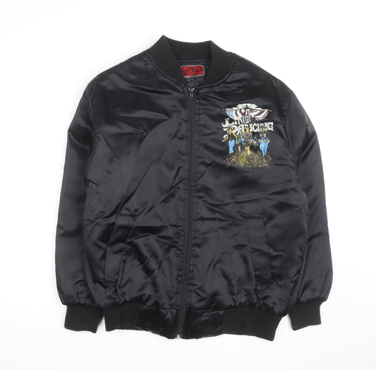 Zip It London Men's Black Bomber Jacket Size S Western Line Dancing Embroidered