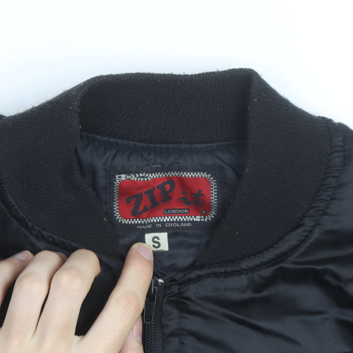 Zip It London Men's Black Bomber Jacket Size S Western Line Dancing Embroidered