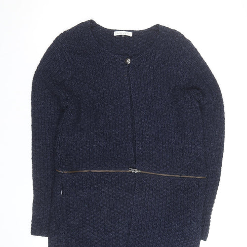 Maison de Nîmes Women's Blue Knit Cardigan Size 8 Zip Detail