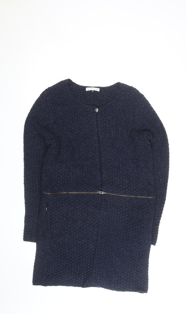 Maison de Nîmes Women's Blue Knit Cardigan Size 8 Zip Detail