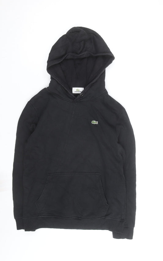 Lacoste Men's Black Pullover Hoodie M Regular Fit Logo Cotton