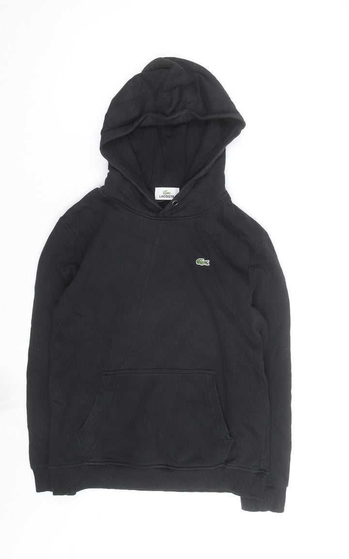 Lacoste Men's Black Pullover Hoodie M Regular Fit Logo Cotton