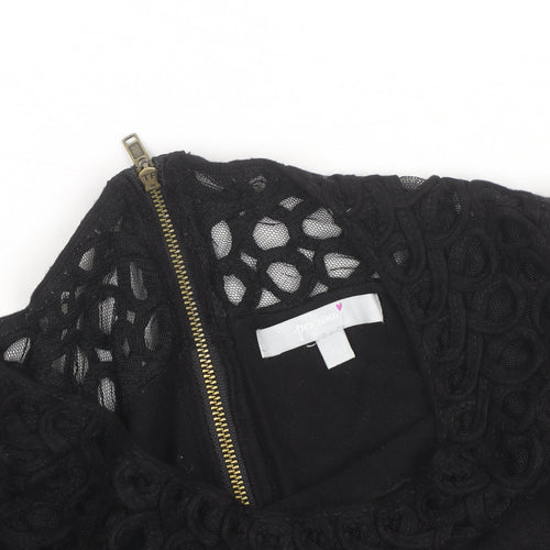 Per Una Women's Black Size 14 Crochet Neck Pullover Jumper