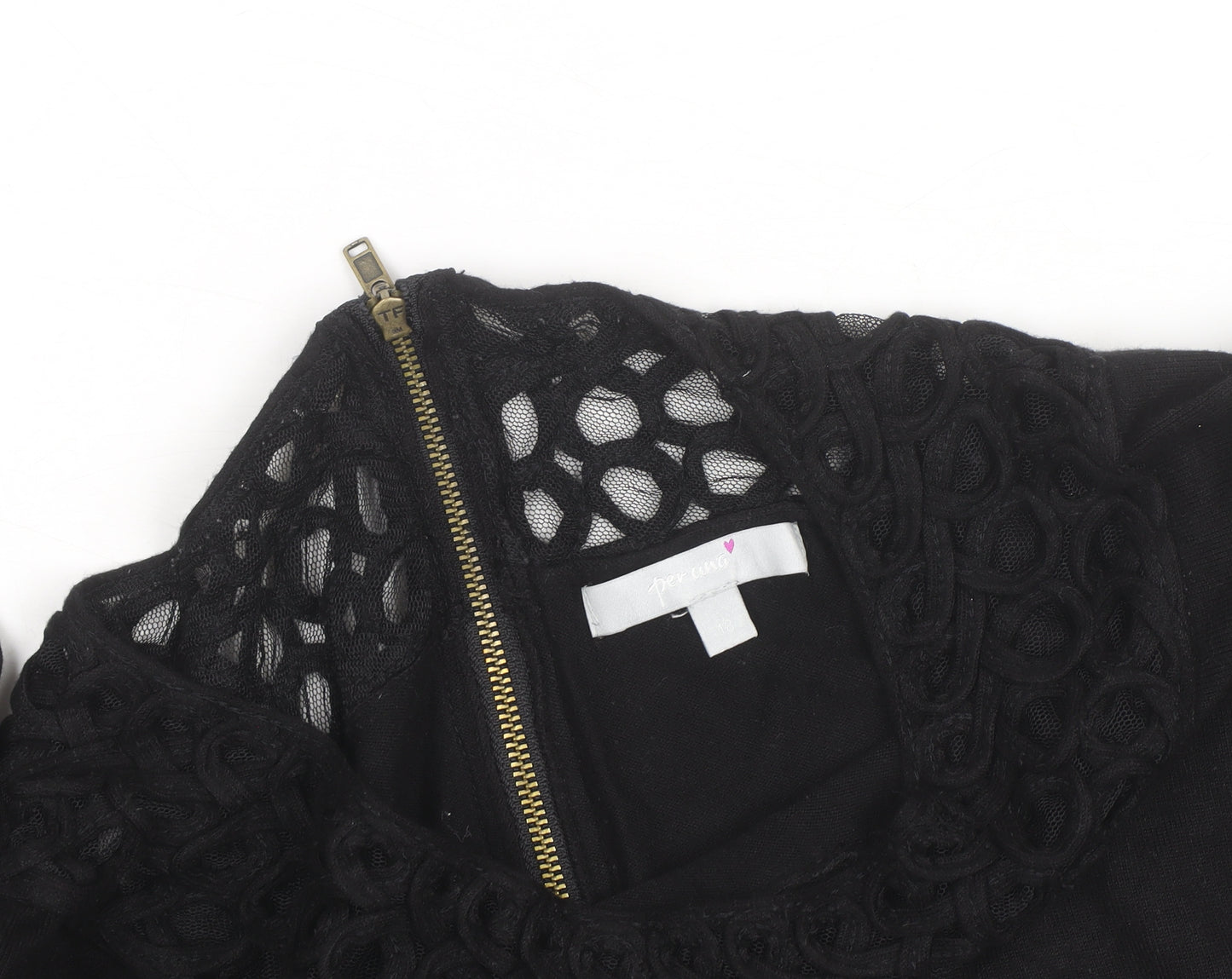 Per Una Women's Black Size 14 Crochet Neck Pullover Jumper