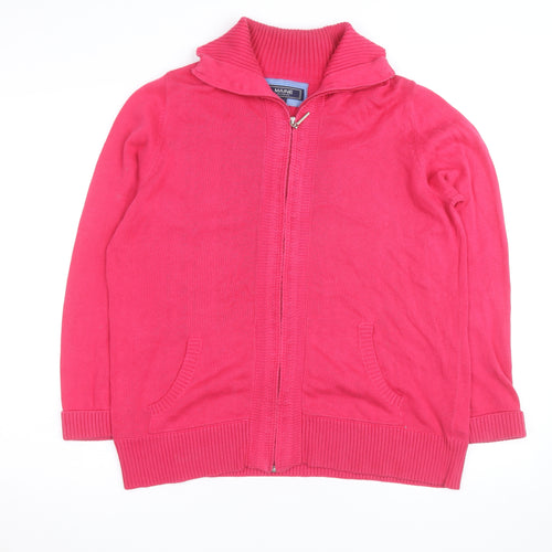 Maine New England Womens Pink Full Zip Cotton Jumper Size 16