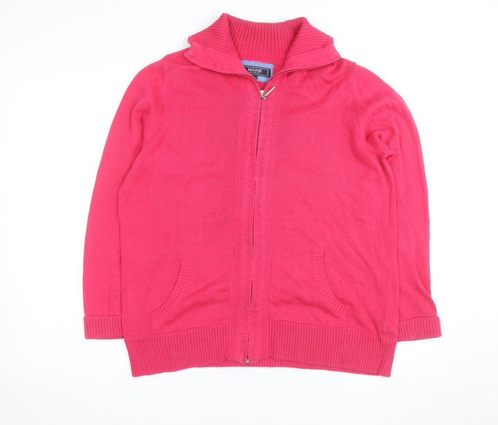 Maine New England Womens Pink Full Zip Cotton Jumper Size 16