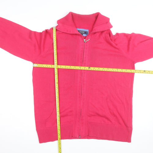 Maine New England Womens Pink Full Zip Cotton Jumper Size 16