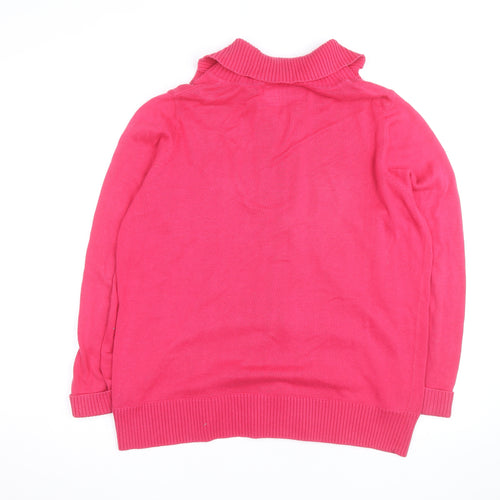 Maine New England Womens Pink Full Zip Cotton Jumper Size 16