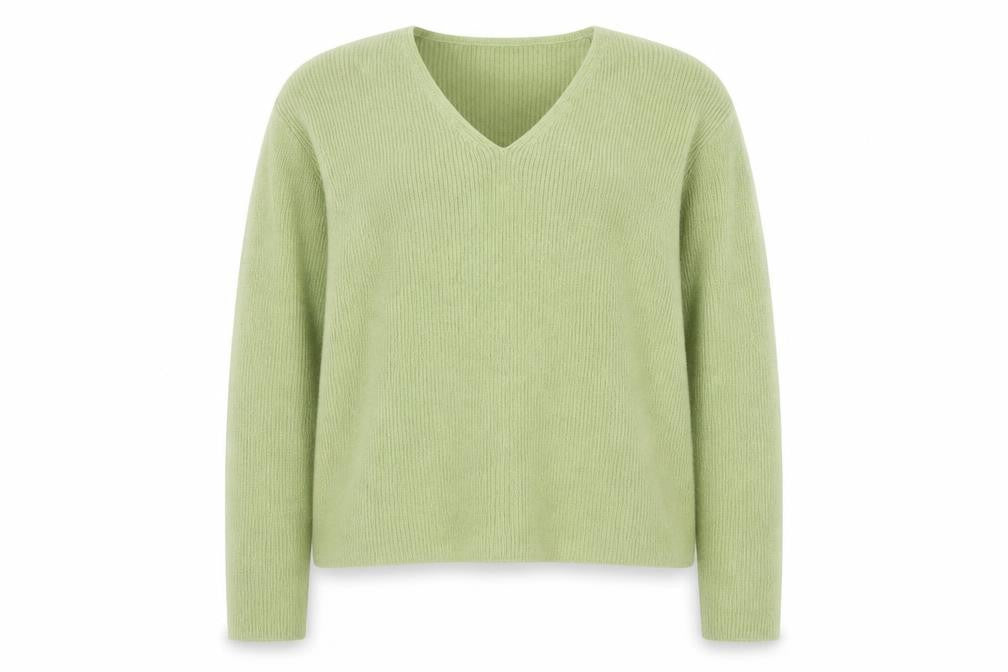 Front view of Wallis Women Green V-Neck Wool Blend Knit Jumper, size 14