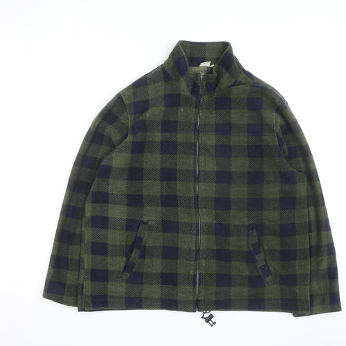 Cotton Traders Men's Green Check Fleece Full Zip Jacket XL