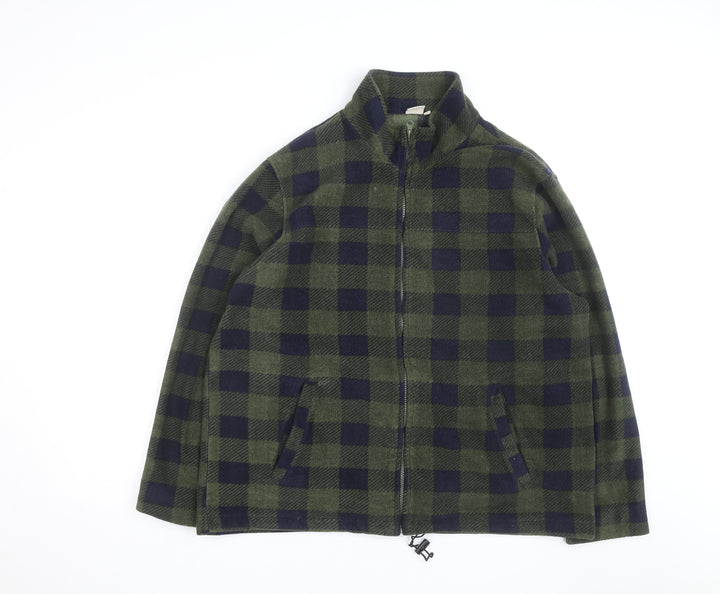 Cotton Traders Men's Green Check Fleece Full Zip Jacket XL