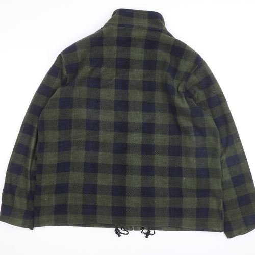 Cotton Traders Men's Green Check Fleece Full Zip Jacket XL