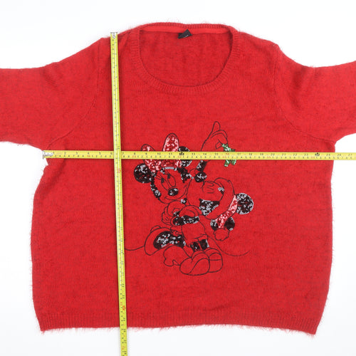 Disney x George Women’s Red Minnie Mouse Christmas Jumper Size 24