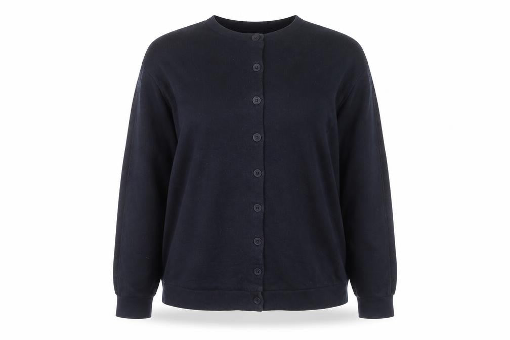 Front view of The White Company Women Black, size M, Button Back Cardigan Jumper