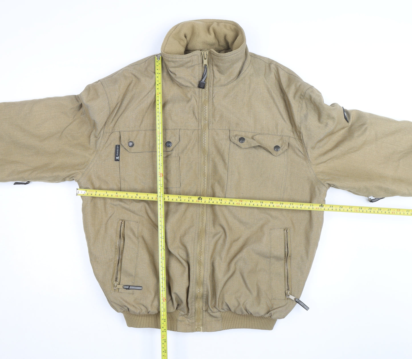 Mascot Men's Beige L Bomber Jacket Cotton Blend Full Zip Workwear