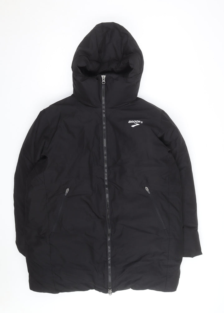 Brooks Men's Black Hooded Puffer Jacket M Winter Warm