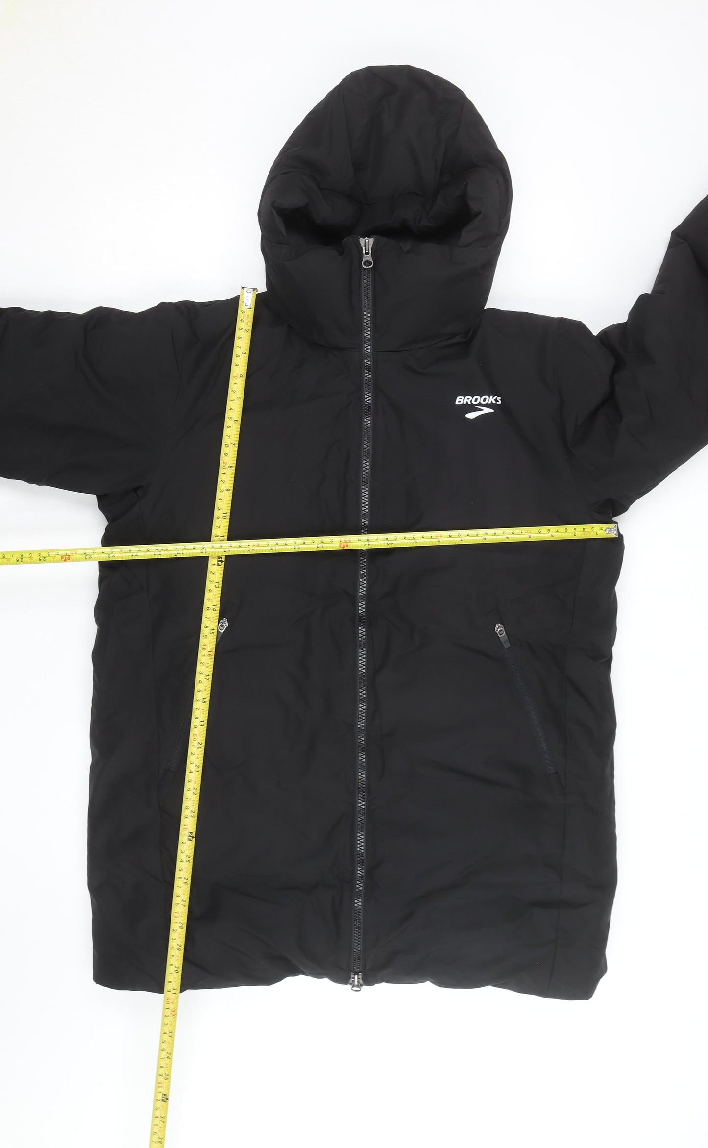 Brooks Men's Black Hooded Puffer Jacket M Winter Warm