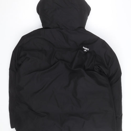 Brooks Men's Black Hooded Puffer Jacket M Winter Warm