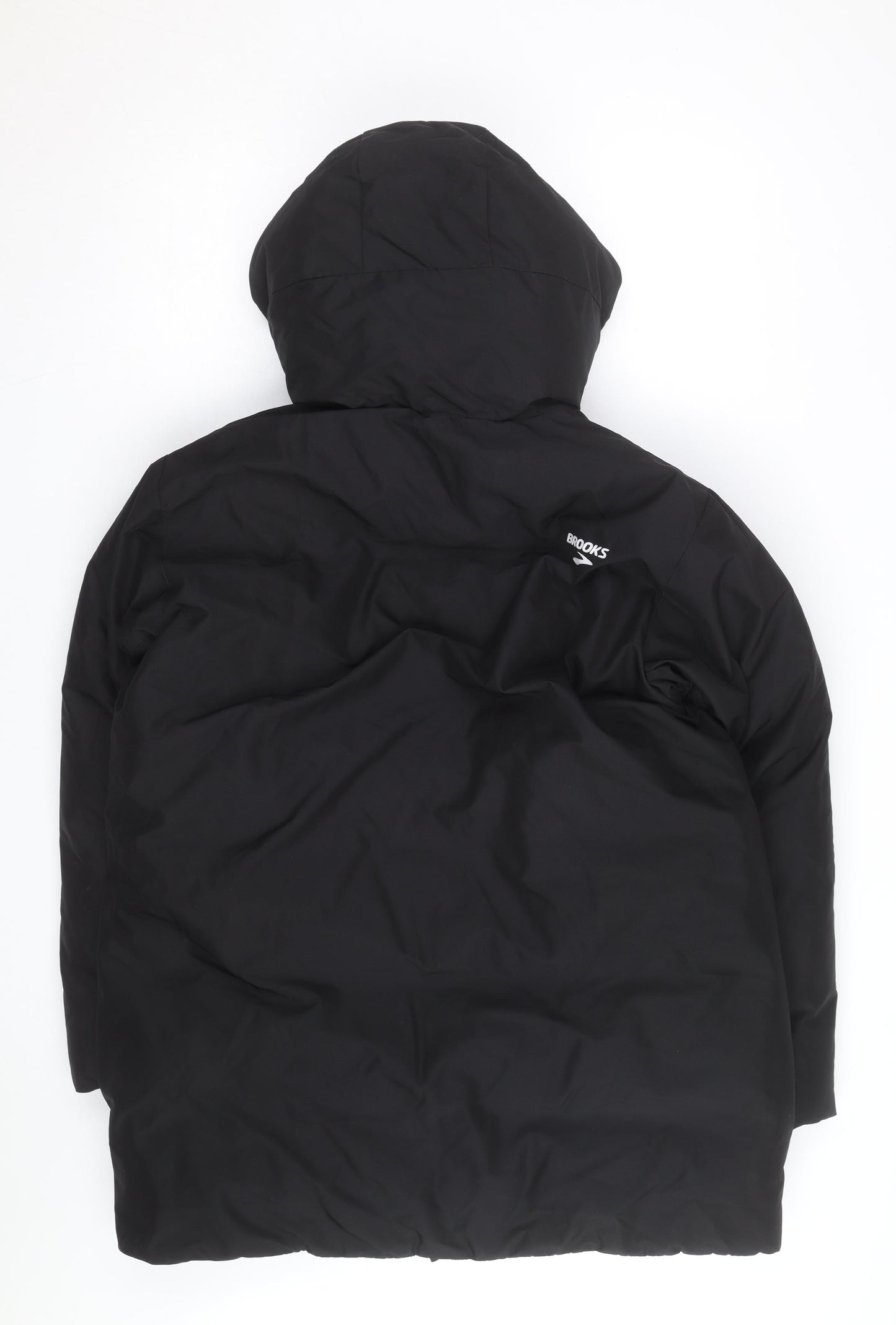 Brooks Men's Black Hooded Puffer Jacket M Winter Warm
