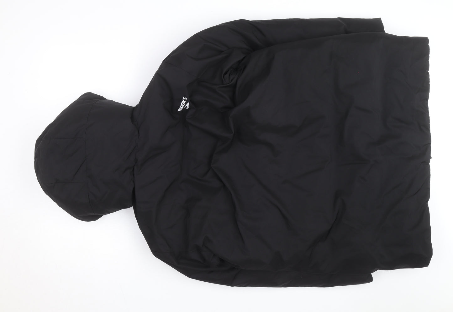 Brooks Men's Black Hooded Puffer Jacket M Winter Warm