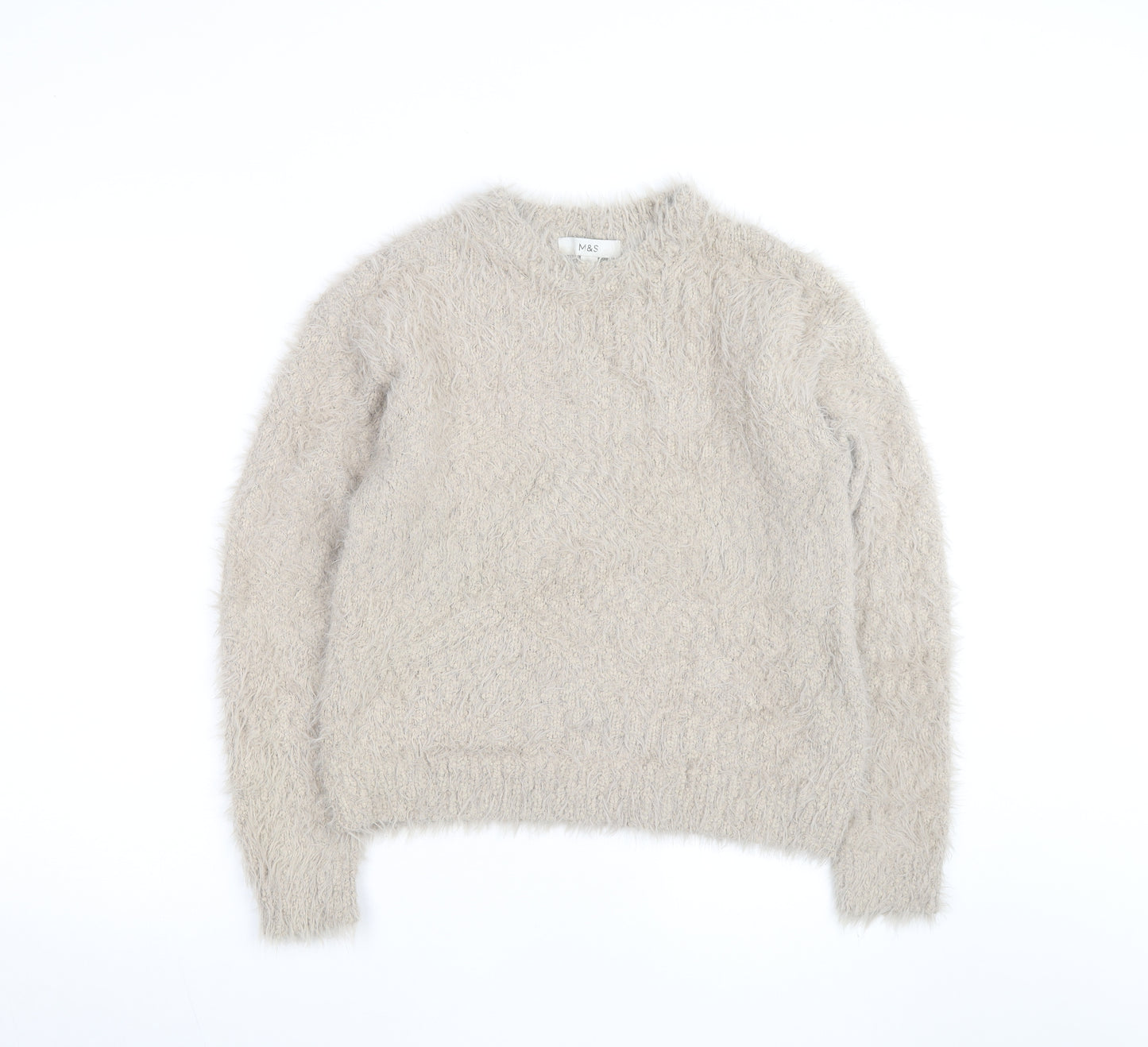 Marks and Spencer Men’s Beige Fluffy Knit Crew Neck Jumper Size S