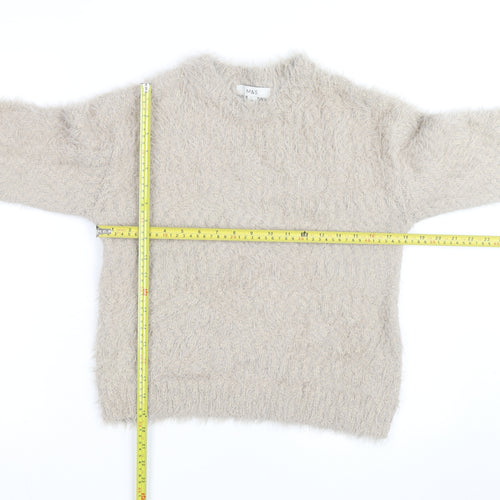 Marks and Spencer Men’s Beige Fluffy Knit Crew Neck Jumper Size S