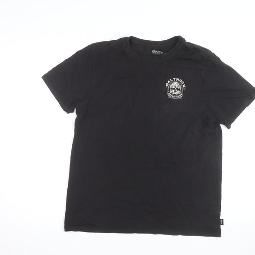 Saltrock Men's Black Graphic Skull Short Sleeve Cotton T-Shirt M