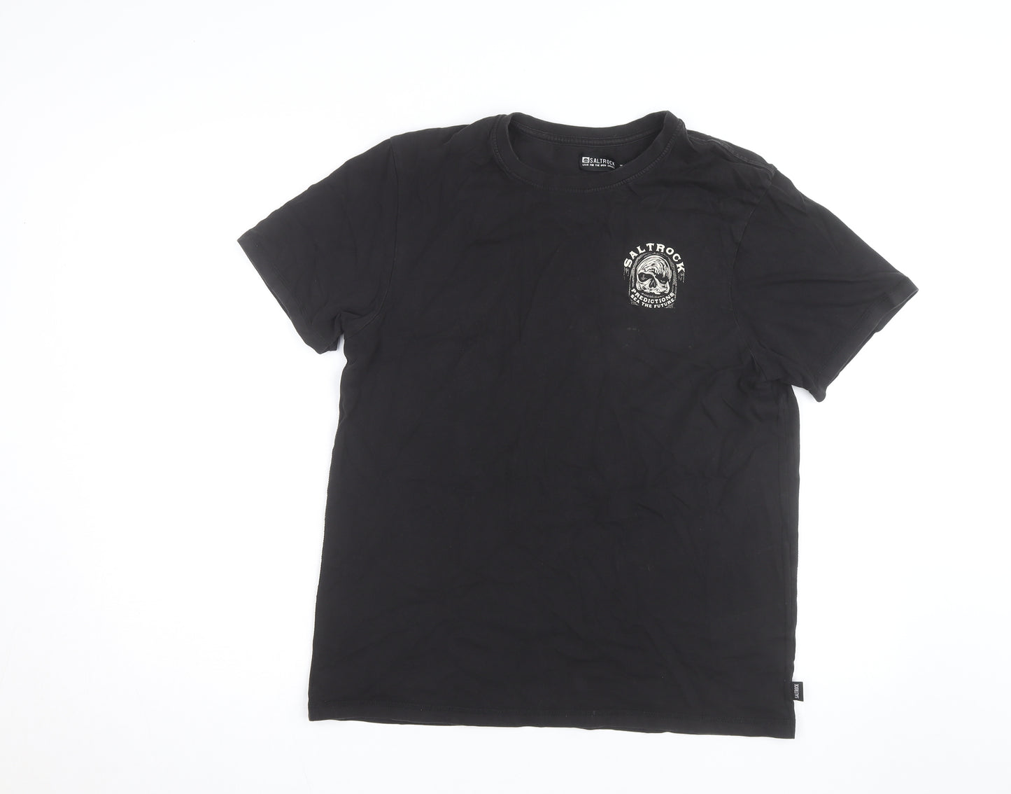 Saltrock Men's Black Graphic Skull Short Sleeve Cotton T-Shirt M