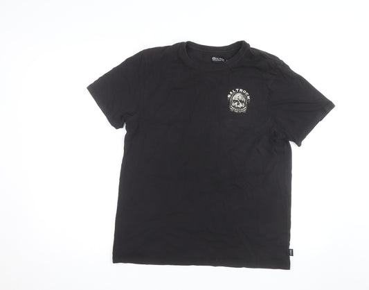 Saltrock Men's Black Graphic Skull Short Sleeve Cotton T-Shirt M