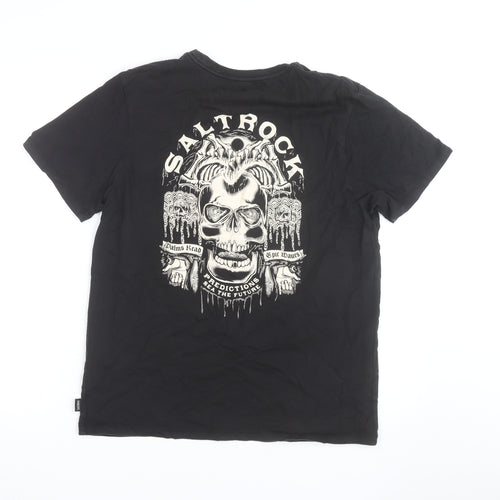 Saltrock Men's Black Graphic Skull Short Sleeve Cotton T-Shirt M