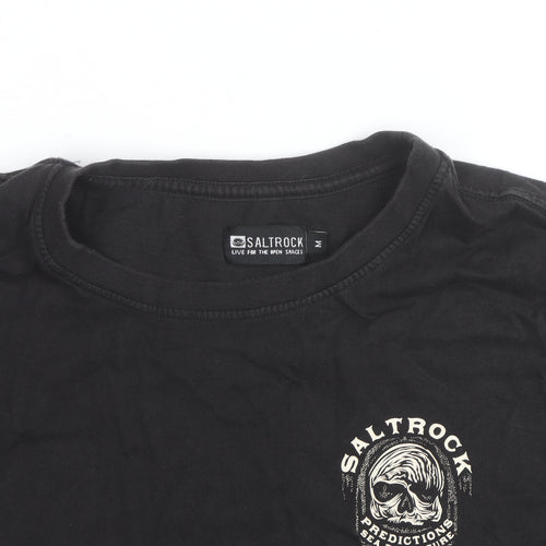 Saltrock Men's Black Graphic Skull Short Sleeve Cotton T-Shirt M