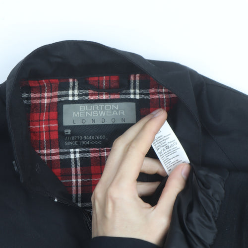 Burton Menswear London Men's Black Bomber Jacket Size S Cotton Blend