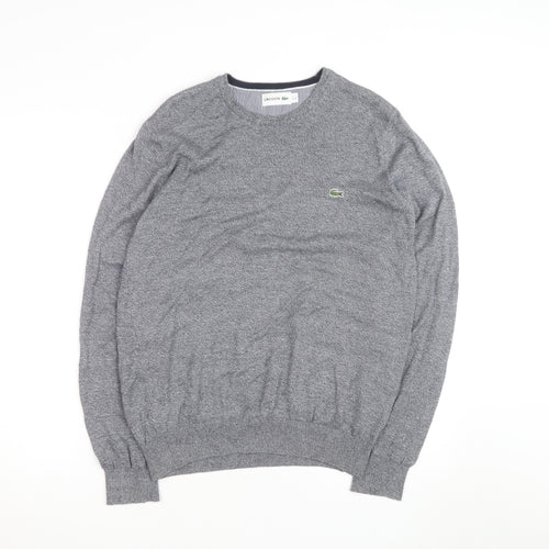 Lacoste Men's Grey Cotton Crew Neck Jumper Size S