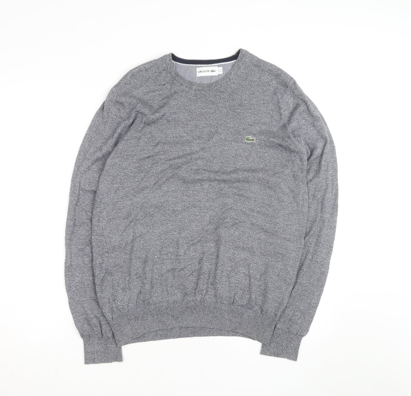 Lacoste Men's Grey Cotton Crew Neck Jumper Size S