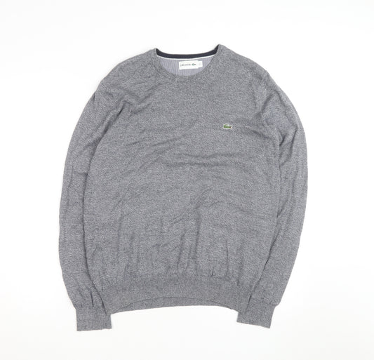 Lacoste Men's Grey Cotton Crew Neck Jumper Size S