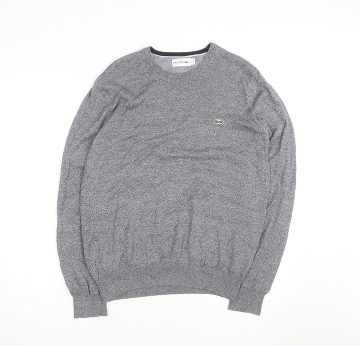 Lacoste Men's Grey Cotton Crew Neck Jumper Size S