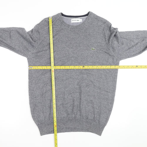 Lacoste Men's Grey Cotton Crew Neck Jumper Size S