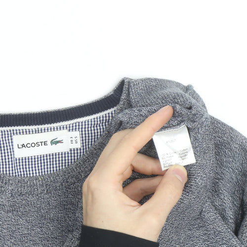Lacoste Men's Grey Cotton Crew Neck Jumper Size S