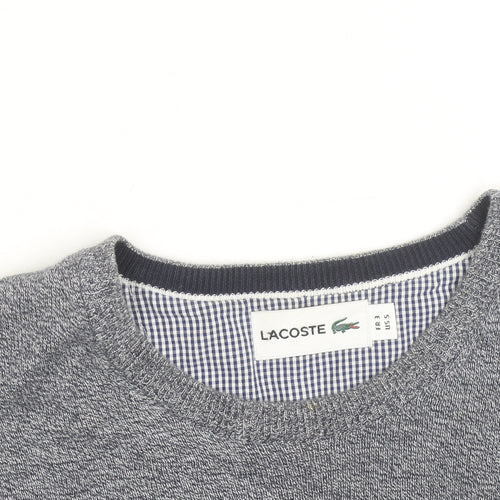 Lacoste Men's Grey Cotton Crew Neck Jumper Size S