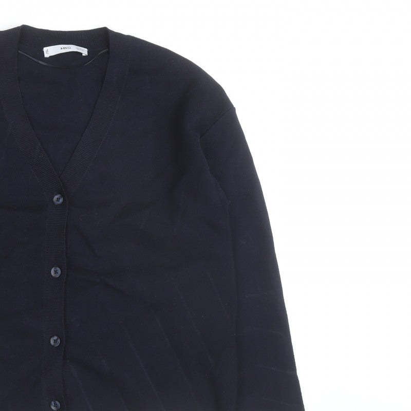 MNG Men's Black XS V-Neck Button Cardigan Knit Jumper