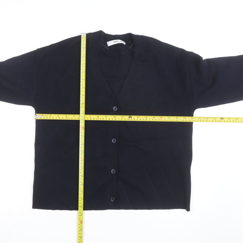 MNG Men's Black XS V-Neck Button Cardigan Knit Jumper