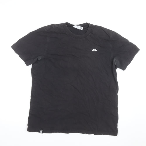 Adidas Mens Black Crew Neck Short Sleeve Cotton T-Shirt Size M