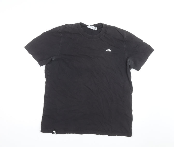 Adidas Mens Black Crew Neck Short Sleeve Cotton T-Shirt Size M