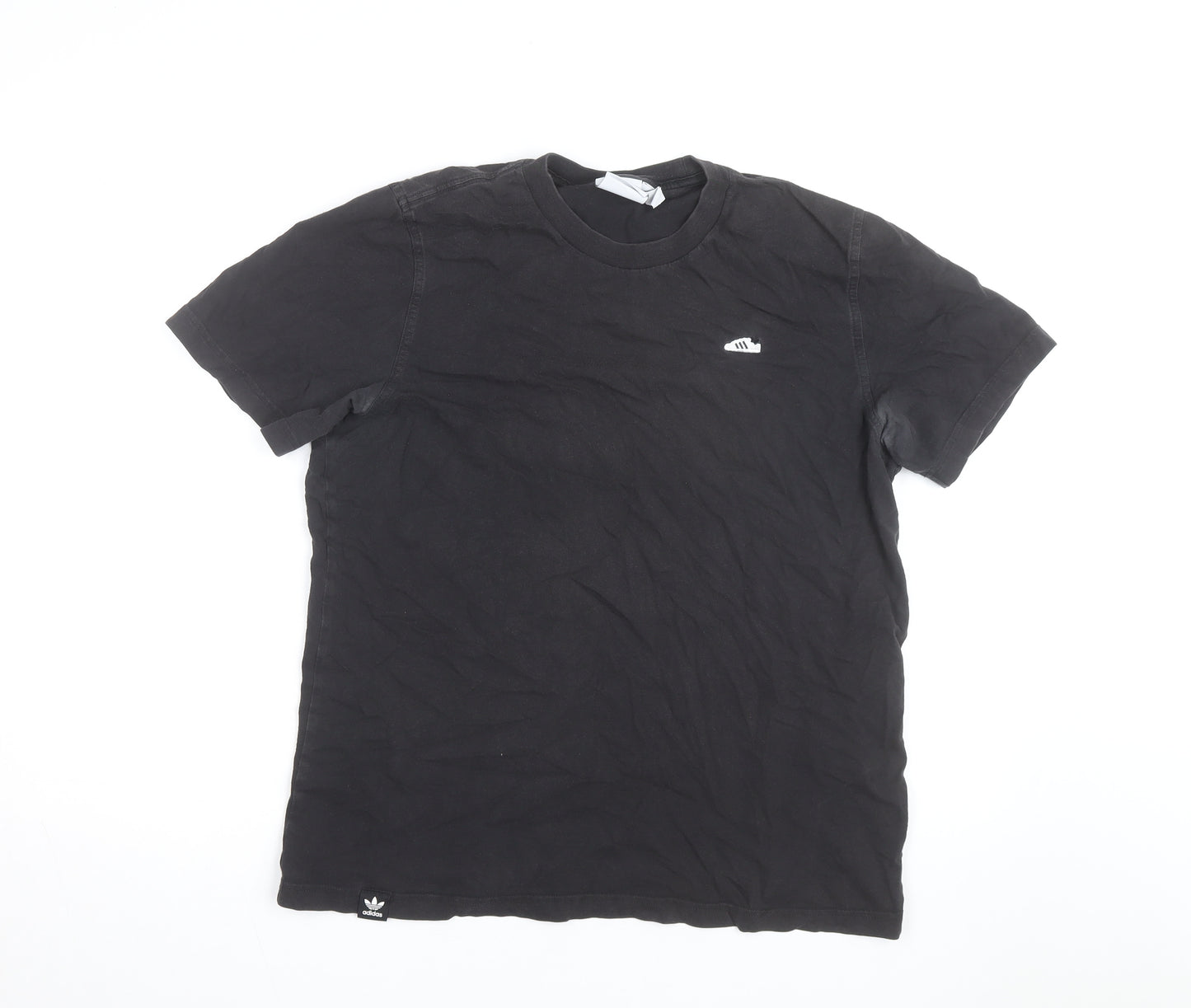 Adidas Mens Black Crew Neck Short Sleeve Cotton T-Shirt Size M