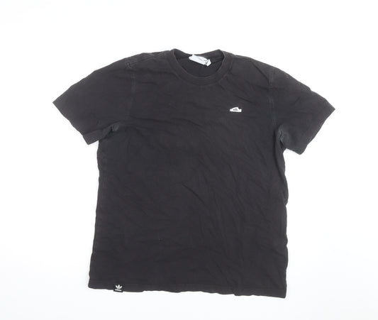 Adidas Mens Black Crew Neck Short Sleeve Cotton T-Shirt Size M
