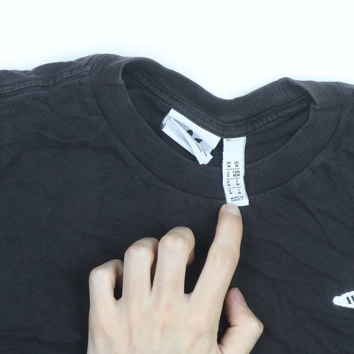 Adidas Mens Black Crew Neck Short Sleeve Cotton T-Shirt Size M