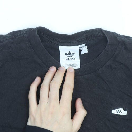 Adidas Mens Black Crew Neck Short Sleeve Cotton T-Shirt Size M