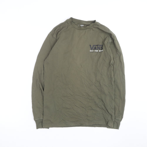 Vans Men's Green Classic Fit Long Sleeve Cotton T-Shirt Size S