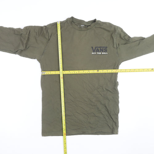 Vans Men's Green Classic Fit Long Sleeve Cotton T-Shirt Size S