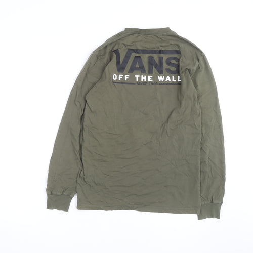 Vans Men's Green Classic Fit Long Sleeve Cotton T-Shirt Size S